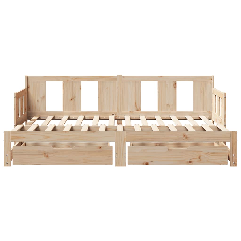 Slaapbank met onderschuifbed en lades zonder matras 90x190 cm is nu te koop bij PeponiXL, paradijselijk wonen!