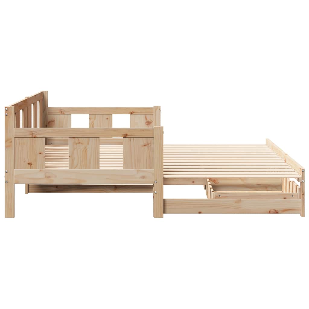 Slaapbank met onderschuifbed en lades zonder matras 90x190 cm is nu te koop bij PeponiXL, paradijselijk wonen!