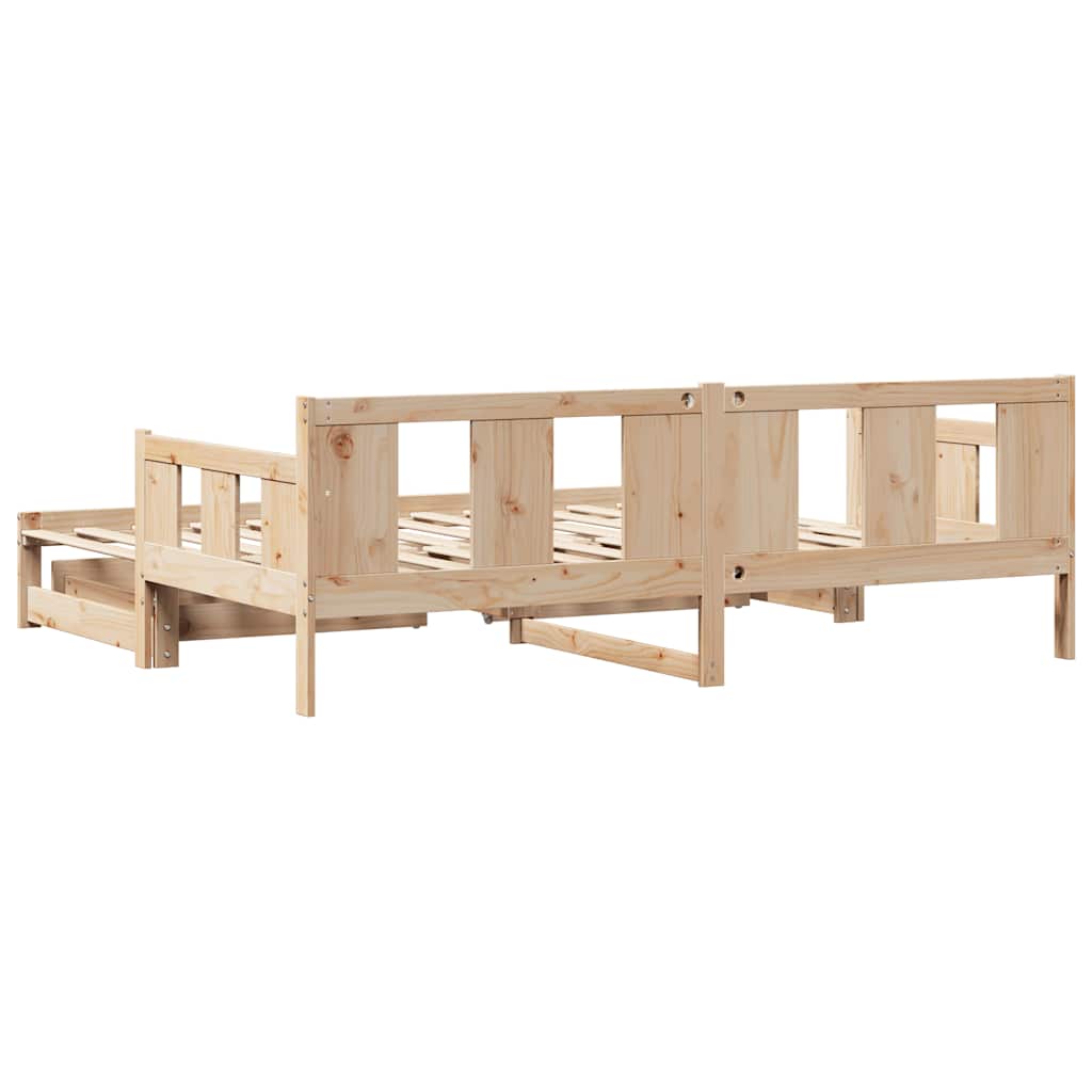 Slaapbank met onderschuifbed en lades zonder matras 90x190 cm is nu te koop bij PeponiXL, paradijselijk wonen!