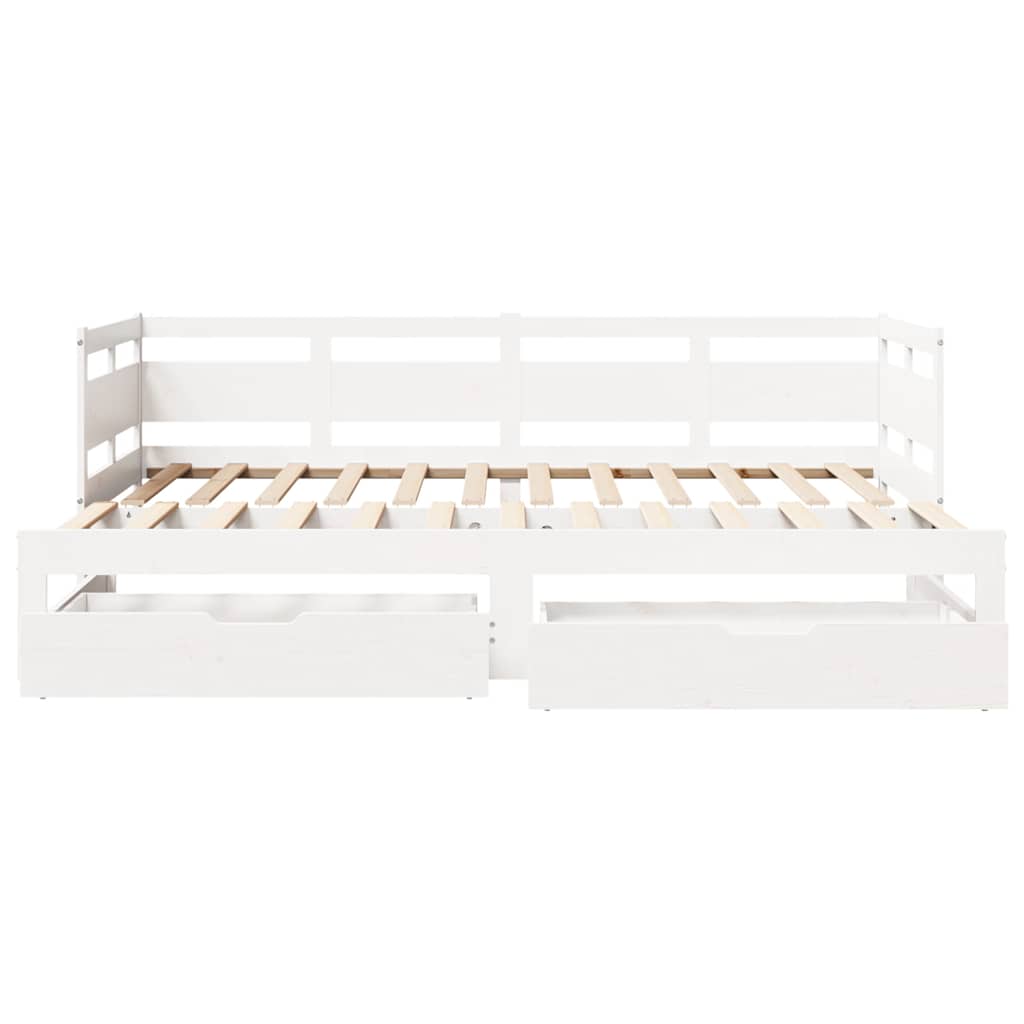 Slaapbank met onderschuifbed/lades zonder matras 90x200 cm wit is nu te koop bij PeponiXL, paradijselijk wonen!