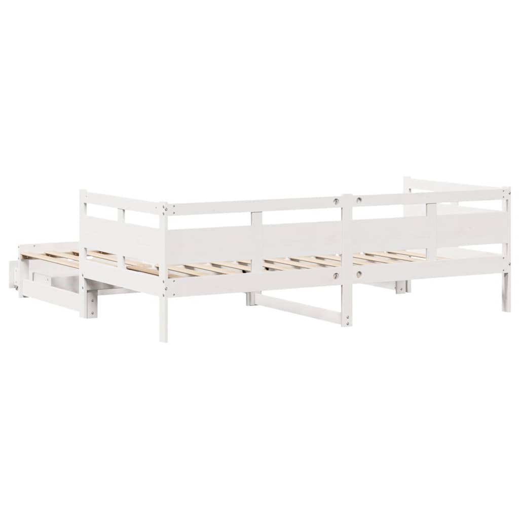 Slaapbank met onderschuifbed/lades zonder matras 90x200 cm wit is nu te koop bij PeponiXL, paradijselijk wonen!