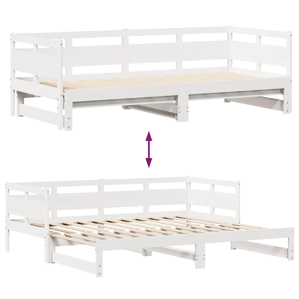 Slaapbank met onderschuifbed/lades zonder matras 90x200 cm wit is nu te koop bij PeponiXL, paradijselijk wonen!