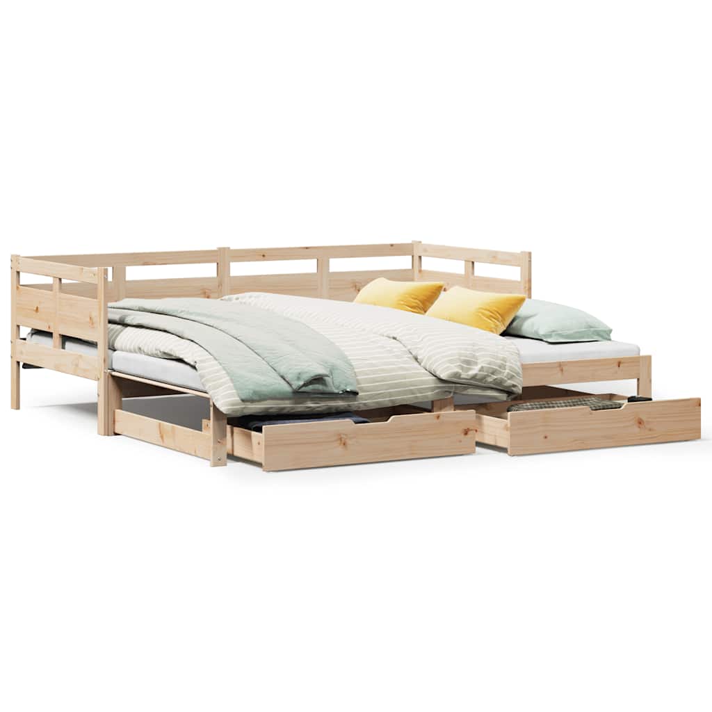 Slaapbank met onderschuifbed en lades zonder matras 80x200 cm is nu te koop bij PeponiXL, paradijselijk wonen!