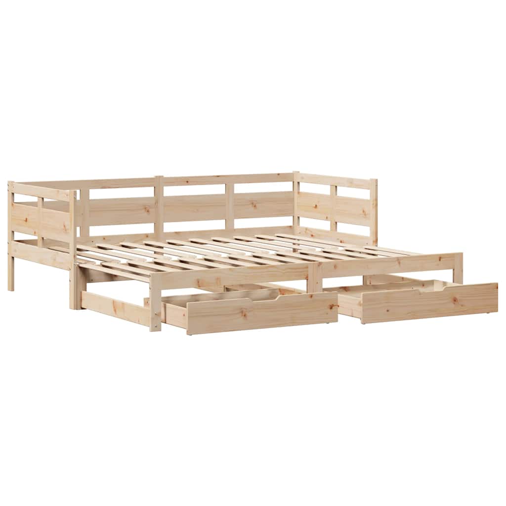 Slaapbank met onderschuifbed en lades zonder matras 80x200 cm is nu te koop bij PeponiXL, paradijselijk wonen!
