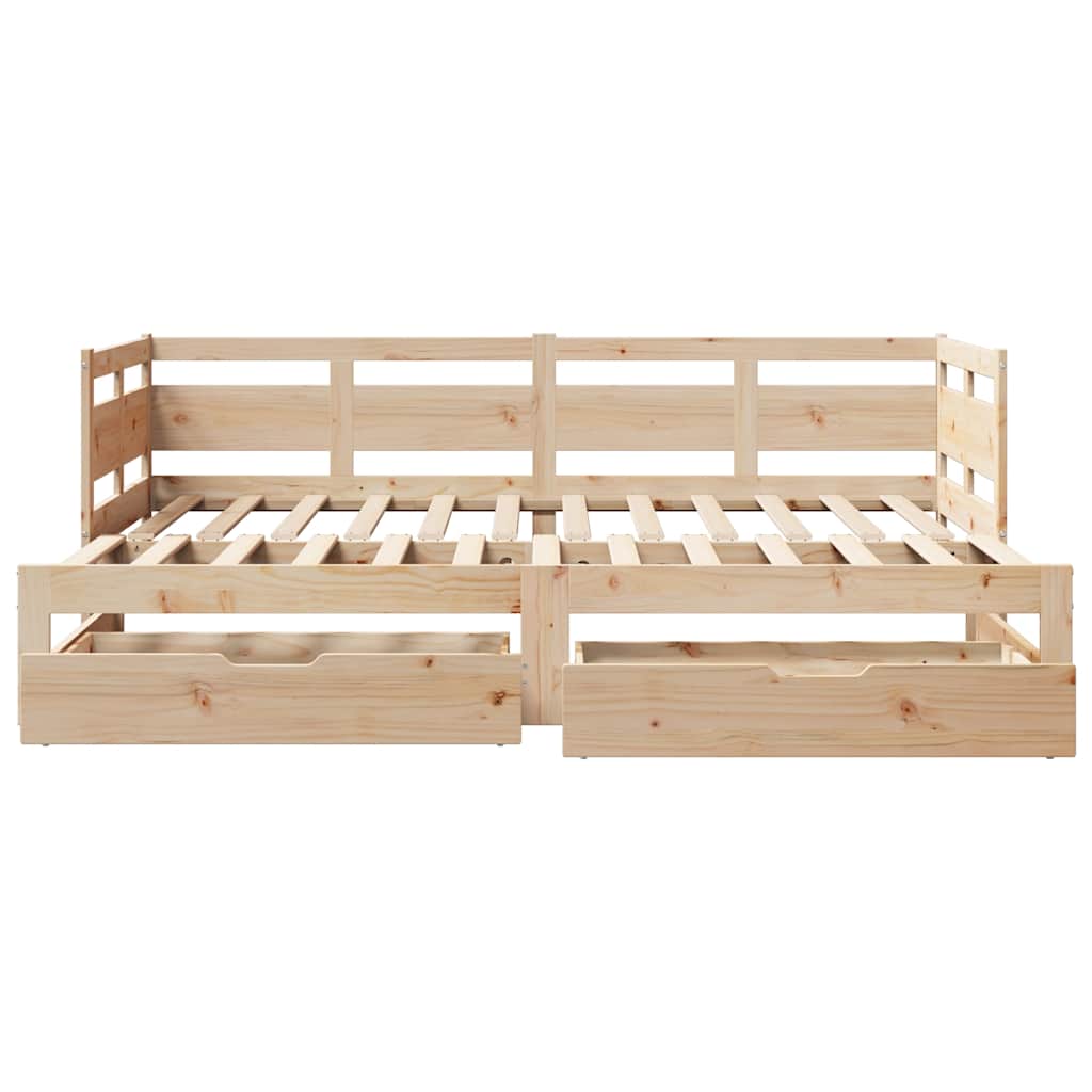 Slaapbank met onderschuifbed en lades zonder matras 80x200 cm is nu te koop bij PeponiXL, paradijselijk wonen!