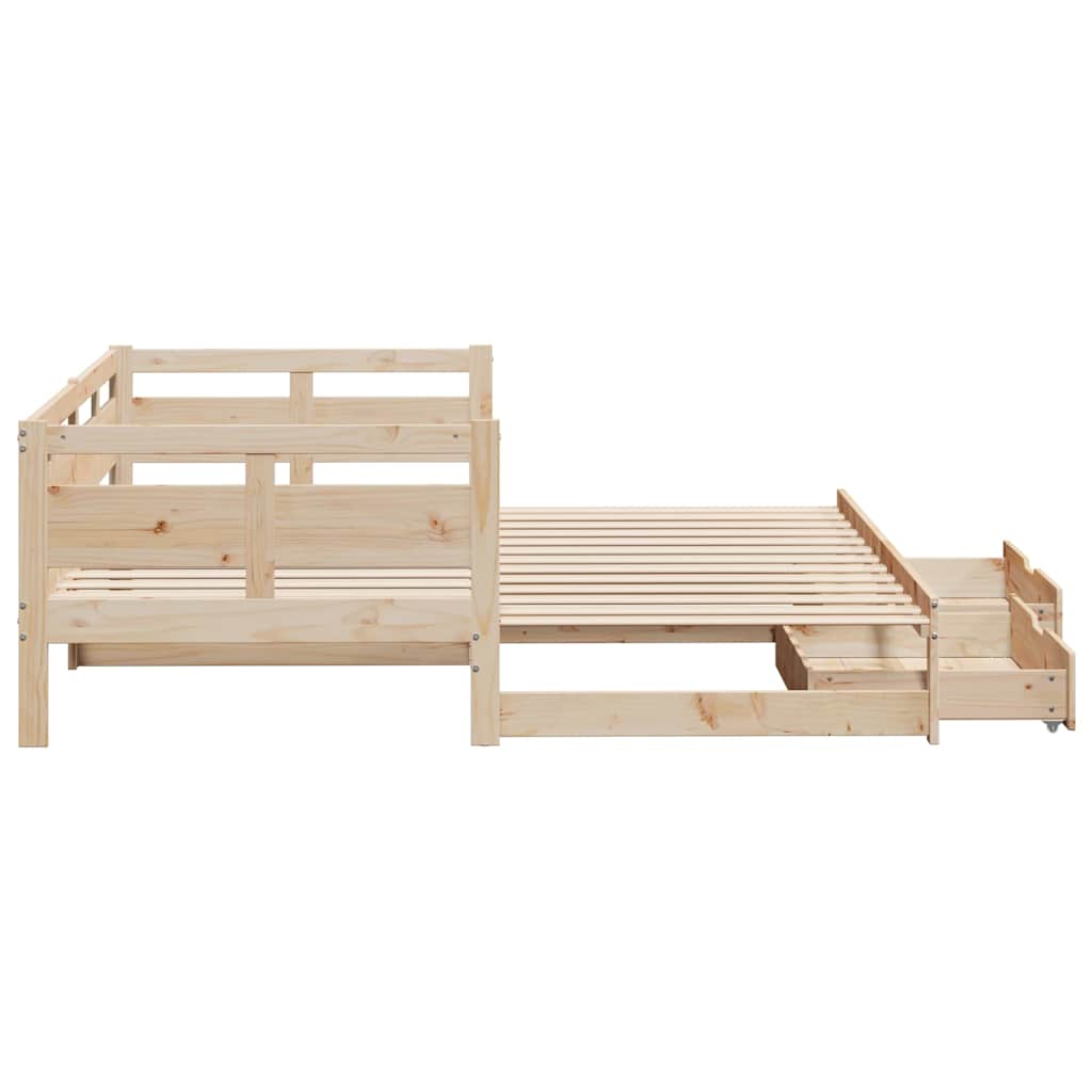 Slaapbank met onderschuifbed en lades zonder matras 80x200 cm is nu te koop bij PeponiXL, paradijselijk wonen!
