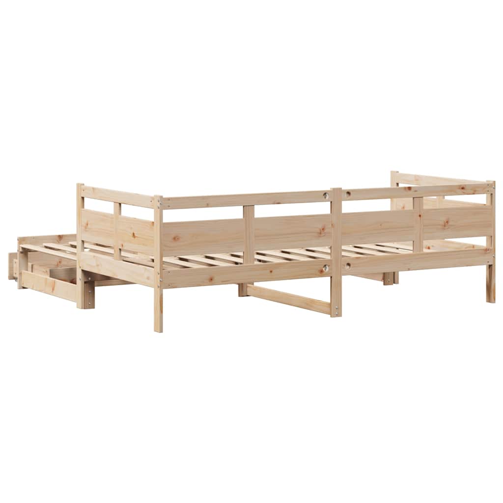 Slaapbank met onderschuifbed en lades zonder matras 80x200 cm is nu te koop bij PeponiXL, paradijselijk wonen!