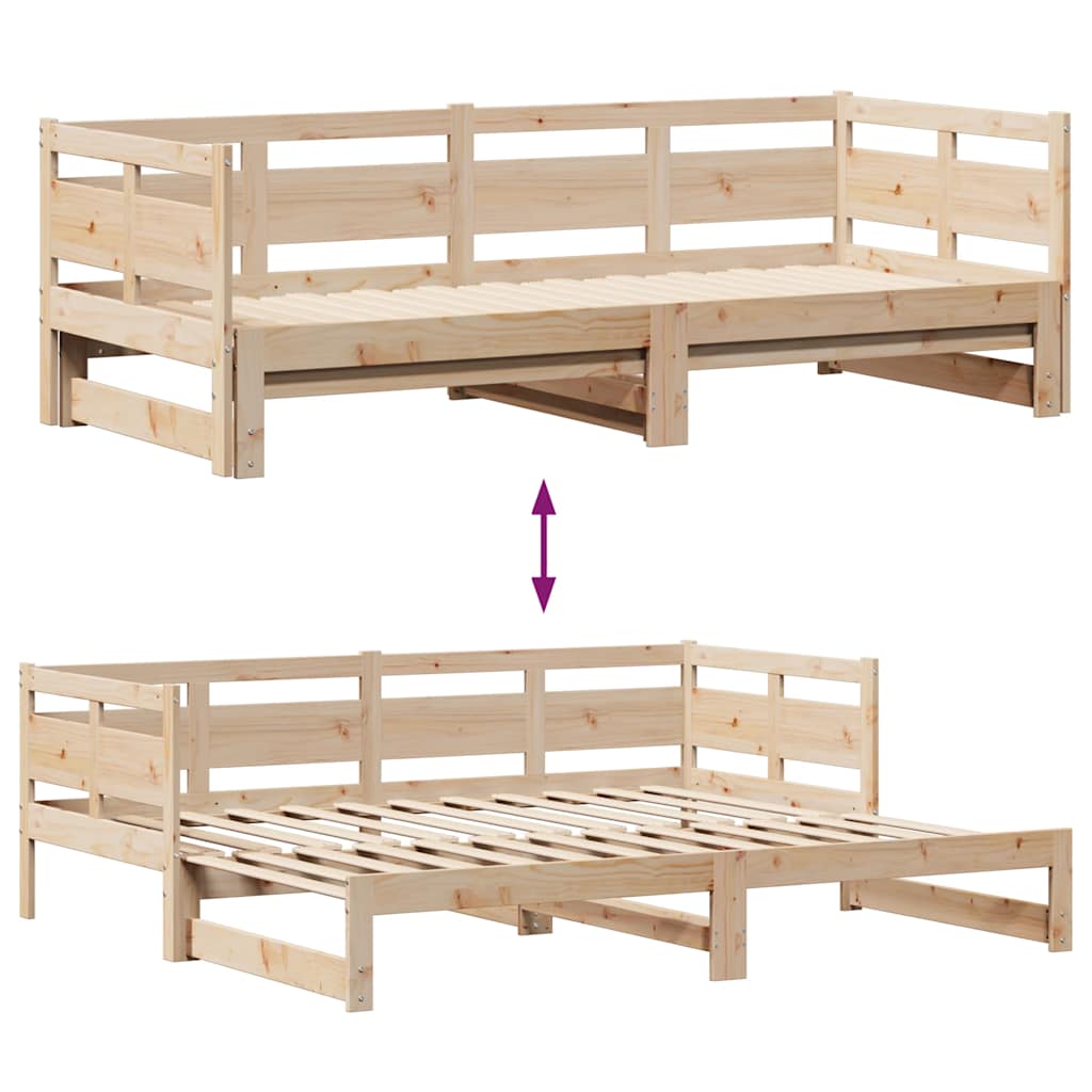 Slaapbank met onderschuifbed en lades zonder matras 80x200 cm is nu te koop bij PeponiXL, paradijselijk wonen!