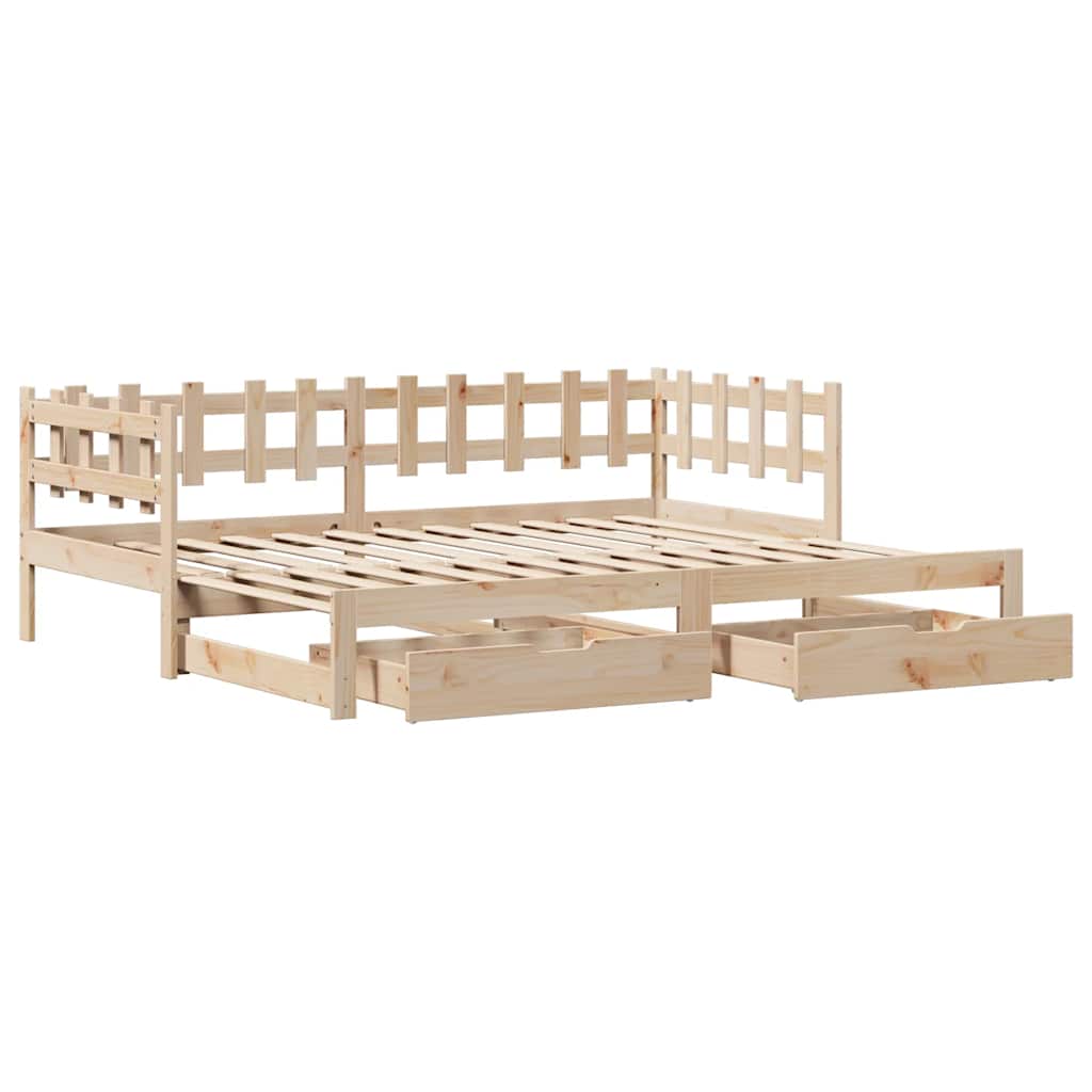 Slaapbank met onderschuifbed en lades zonder matras 80x200 cm is nu te koop bij PeponiXL, paradijselijk wonen!