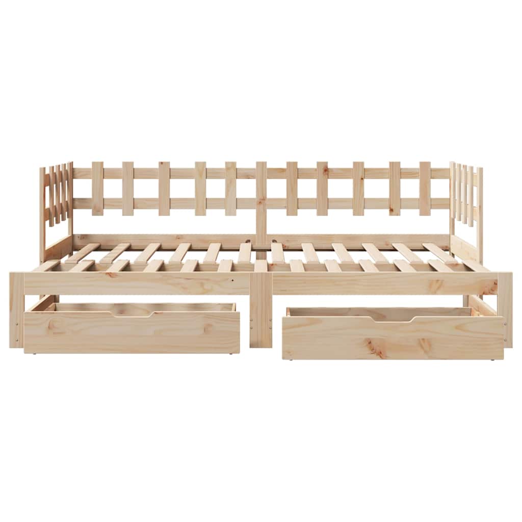 Slaapbank met onderschuifbed en lades zonder matras 80x200 cm is nu te koop bij PeponiXL, paradijselijk wonen!