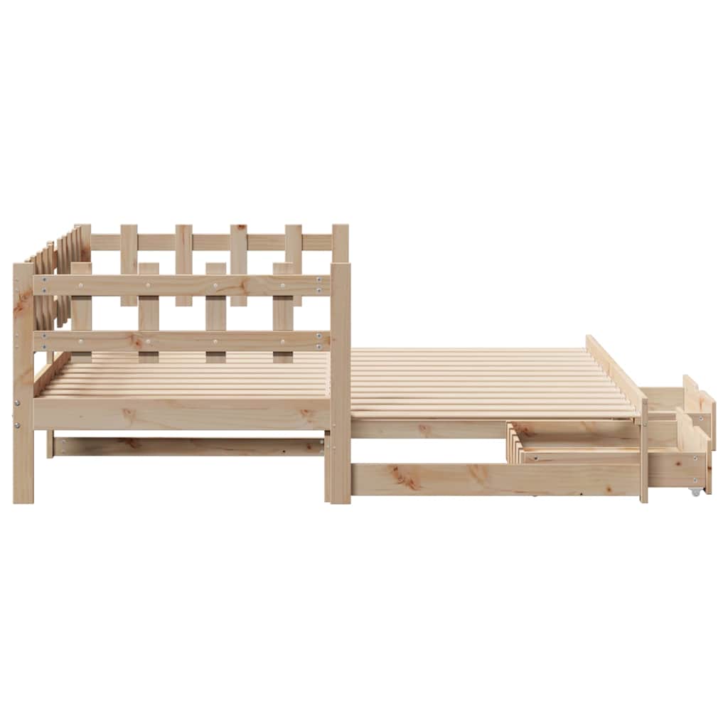 Slaapbank met onderschuifbed en lades zonder matras 80x200 cm is nu te koop bij PeponiXL, paradijselijk wonen!