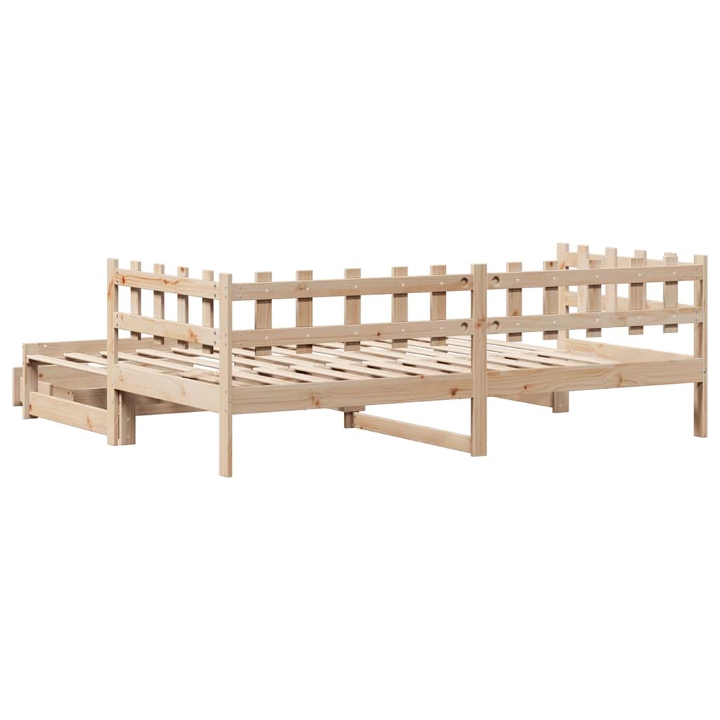 Slaapbank met onderschuifbed en lades zonder matras 80x200 cm is nu te koop bij PeponiXL, paradijselijk wonen!