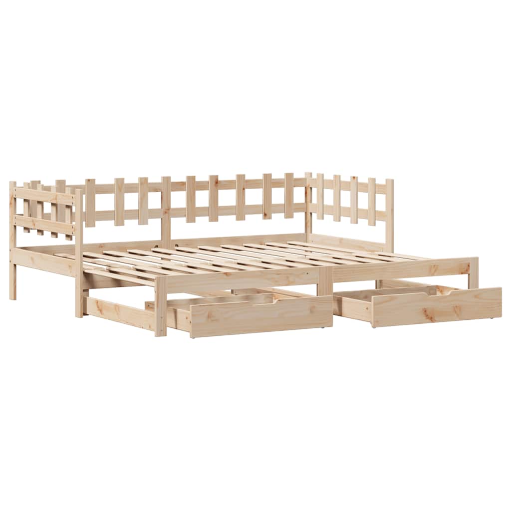 Slaapbank met onderschuifbed en lades zonder matras 90x200 cm is nu te koop bij PeponiXL, paradijselijk wonen!