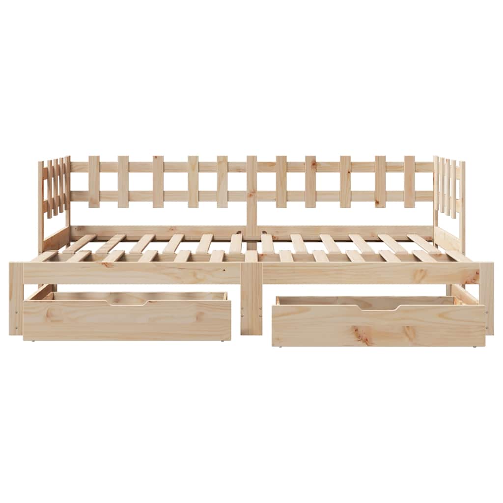 Slaapbank met onderschuifbed en lades zonder matras 90x200 cm is nu te koop bij PeponiXL, paradijselijk wonen!