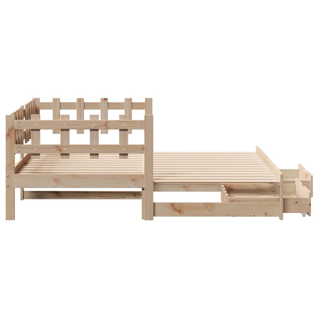 Slaapbank met onderschuifbed en lades zonder matras 90x200 cm is nu te koop bij PeponiXL, paradijselijk wonen!