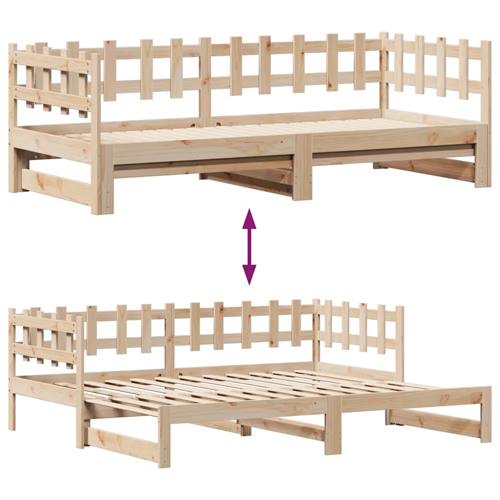 Slaapbank met onderschuifbed en lades zonder matras 90x200 cm is nu te koop bij PeponiXL, paradijselijk wonen!