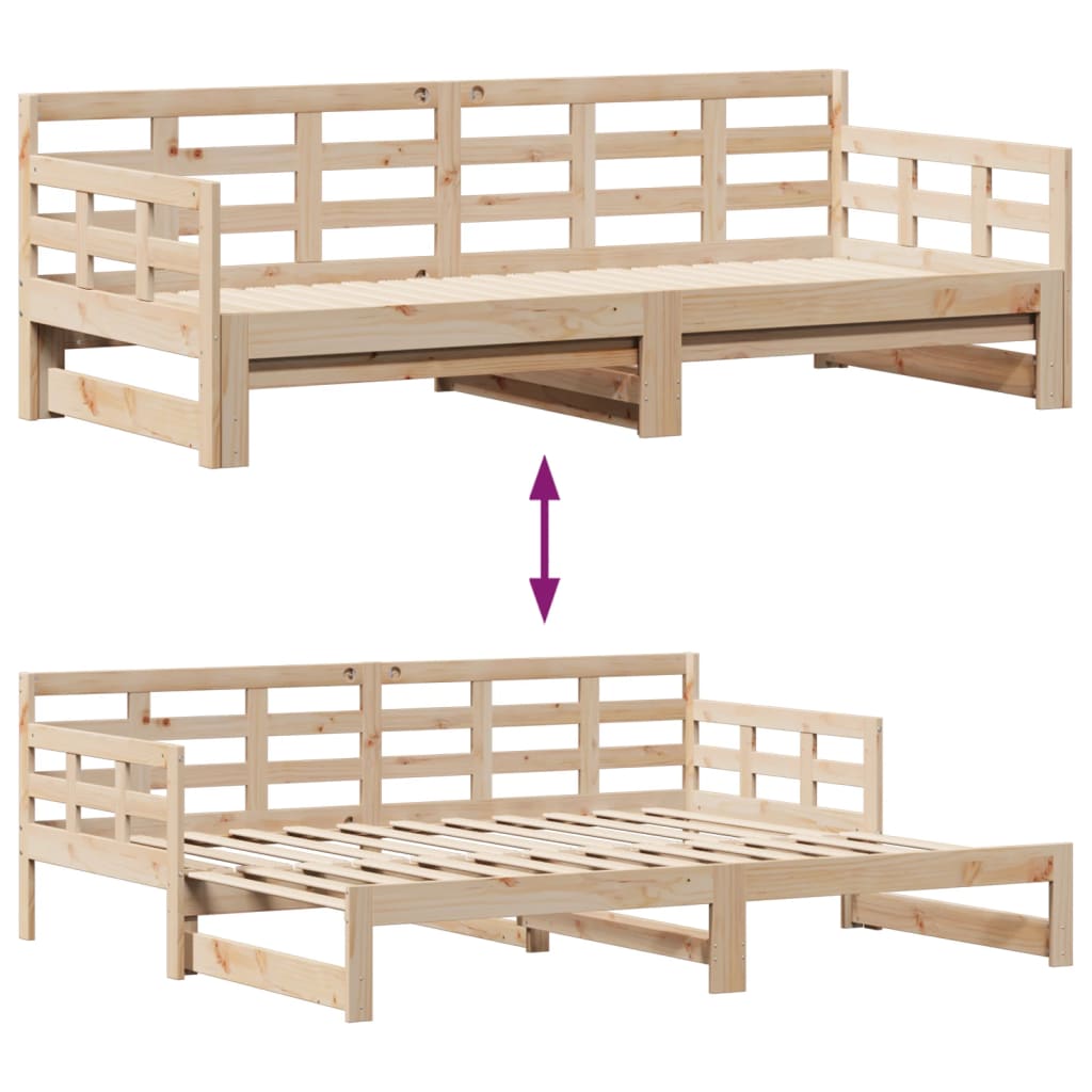 Slaapbank met onderschuifbed en lades 90x200 cm grenenhout is nu te koop bij PeponiXL, paradijselijk wonen!