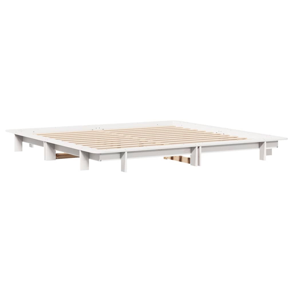 Bedframe zonder matras massief grenenhout wit 200x200 cm is nu te koop bij PeponiXL, paradijselijk wonen!