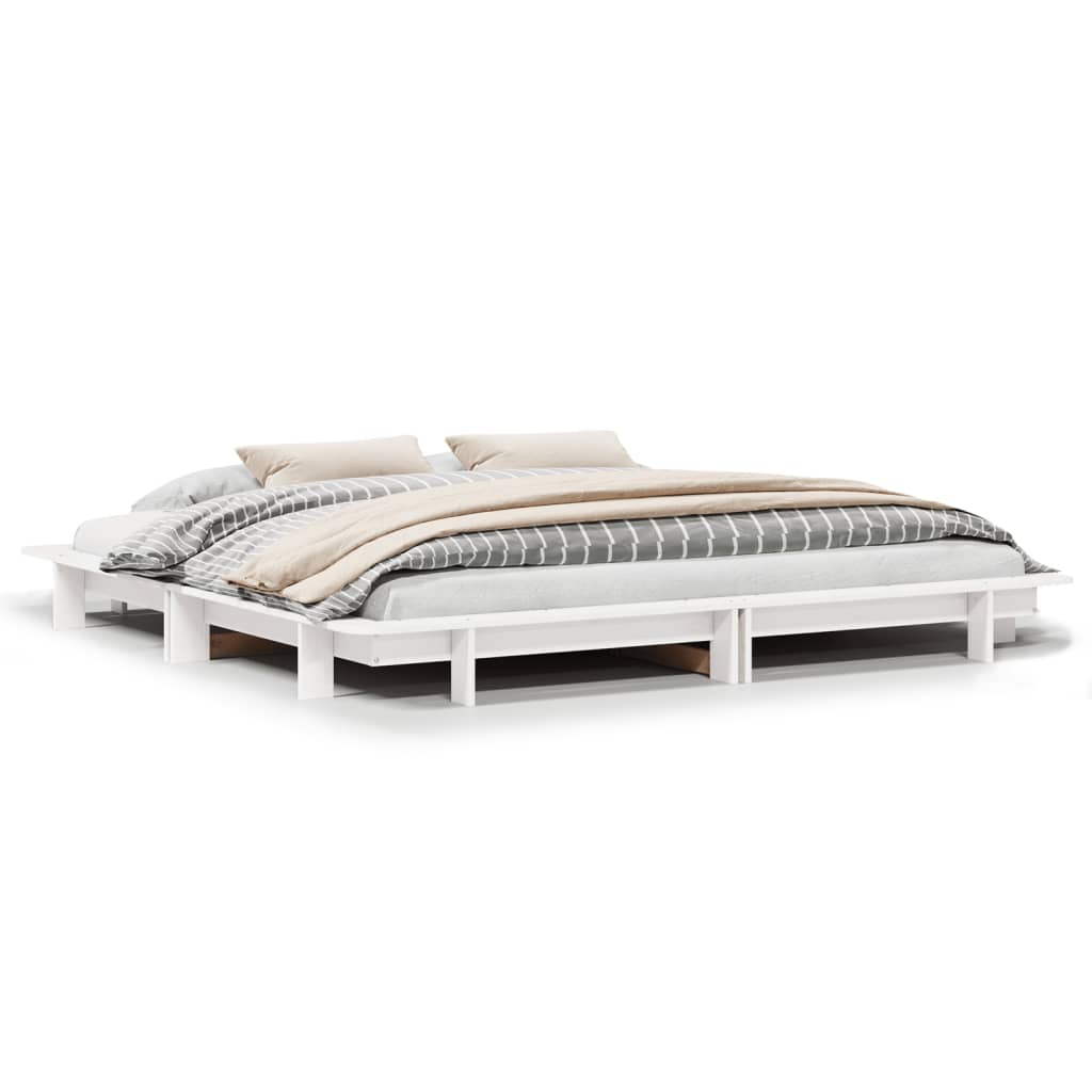 Bedframe zonder matras massief grenenhout wit 200x200 cm is nu te koop bij PeponiXL, paradijselijk wonen!