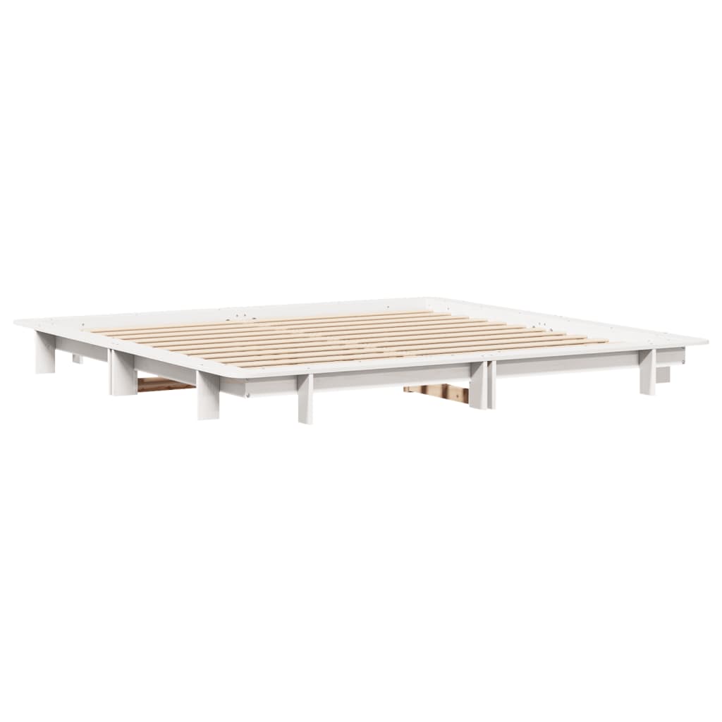 Bedframe zonder matras massief grenenhout wit 200x200 cm is nu te koop bij PeponiXL, paradijselijk wonen!