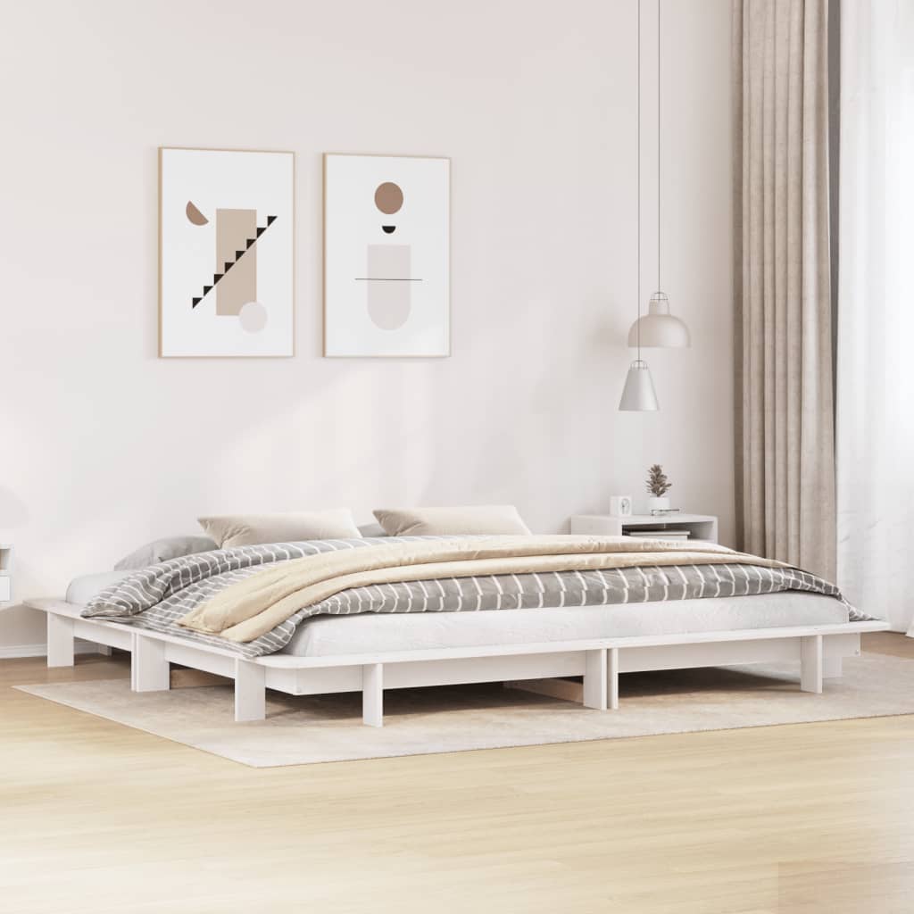 Bedframe zonder matras massief grenenhout wit 200x200 cm is nu te koop bij PeponiXL, paradijselijk wonen!