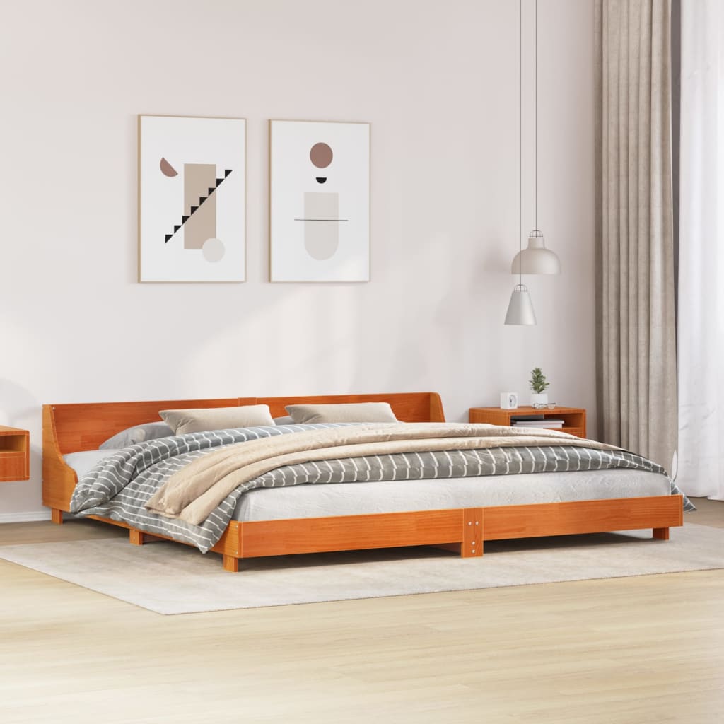 Bedframe zonder matras massief grenenhout wasbruin 200x200 cm is nu te koop bij PeponiXL, paradijselijk wonen!