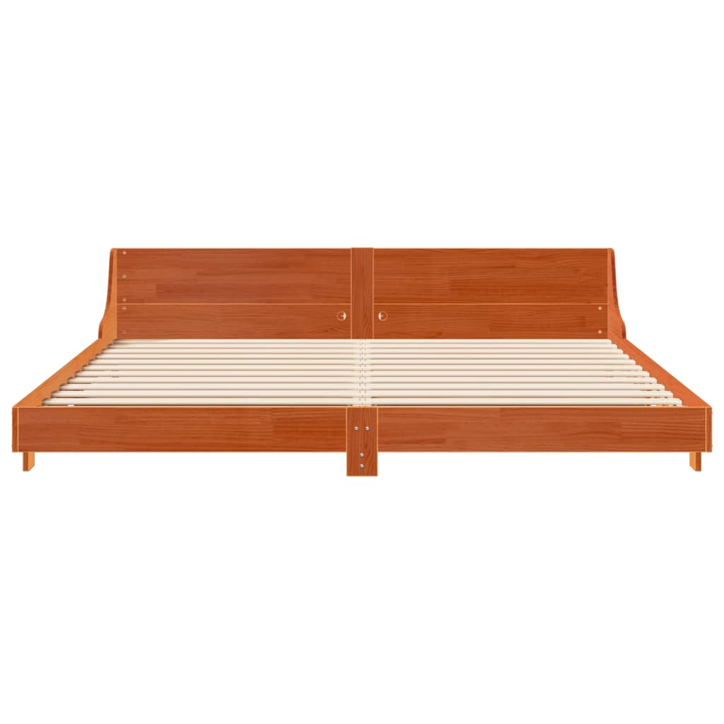 Bedframe zonder matras massief grenenhout wasbruin 200x200 cm is nu te koop bij PeponiXL, paradijselijk wonen!