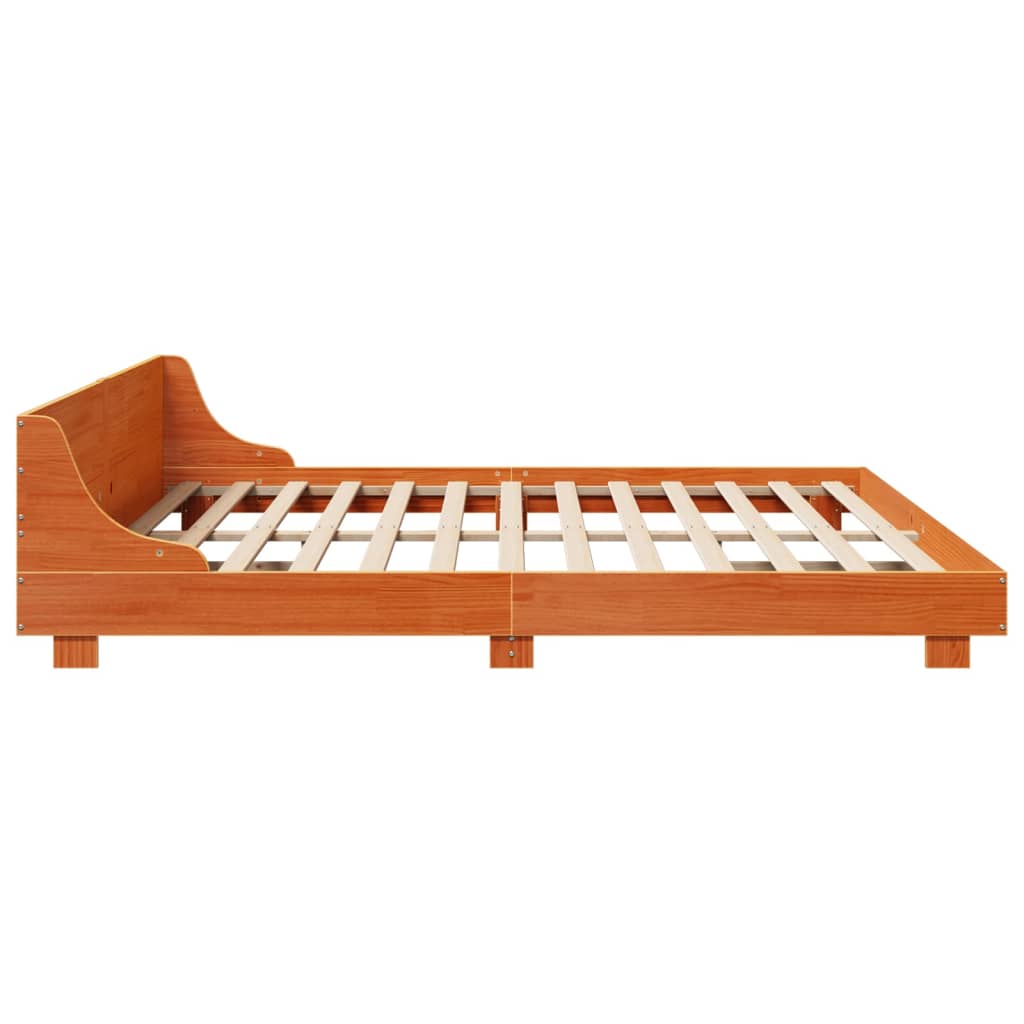 Bedframe zonder matras massief grenenhout wasbruin 200x200 cm is nu te koop bij PeponiXL, paradijselijk wonen!