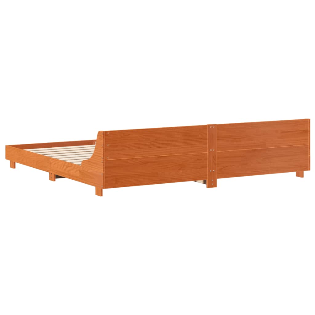 Bedframe zonder matras massief grenenhout wasbruin 200x200 cm is nu te koop bij PeponiXL, paradijselijk wonen!