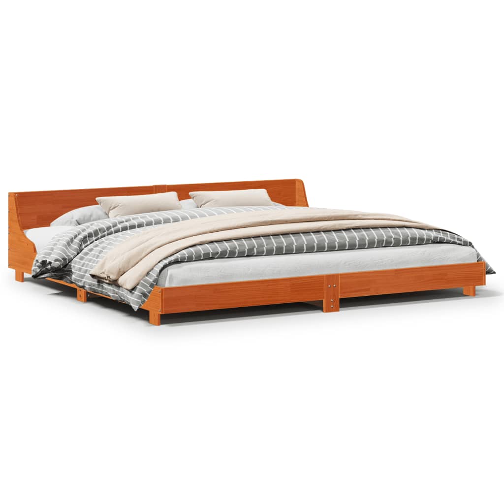 Bedframe zonder matras massief grenenhout wasbruin 200x200 cm is nu te koop bij PeponiXL, paradijselijk wonen!