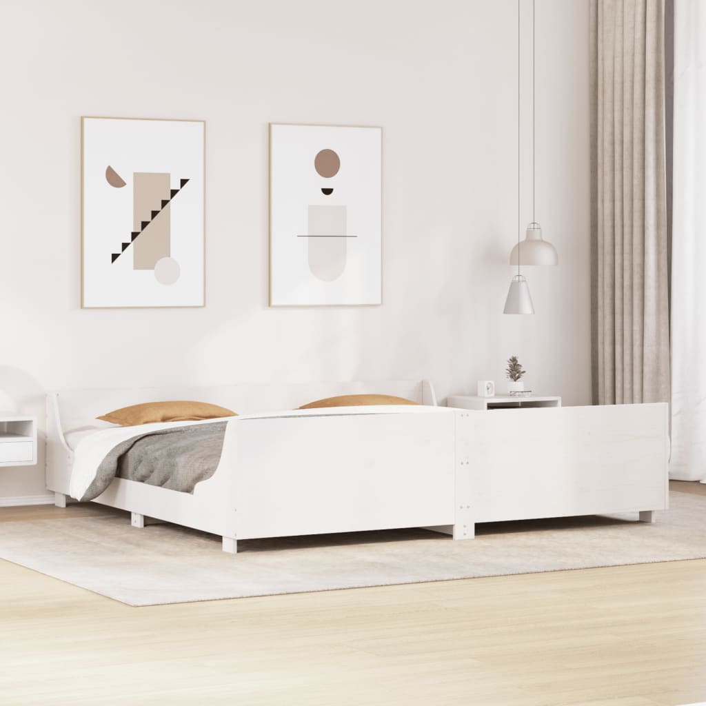 Bedframe zonder matras massief grenenhout wit 200x200 cm is nu te koop bij PeponiXL, paradijselijk wonen!