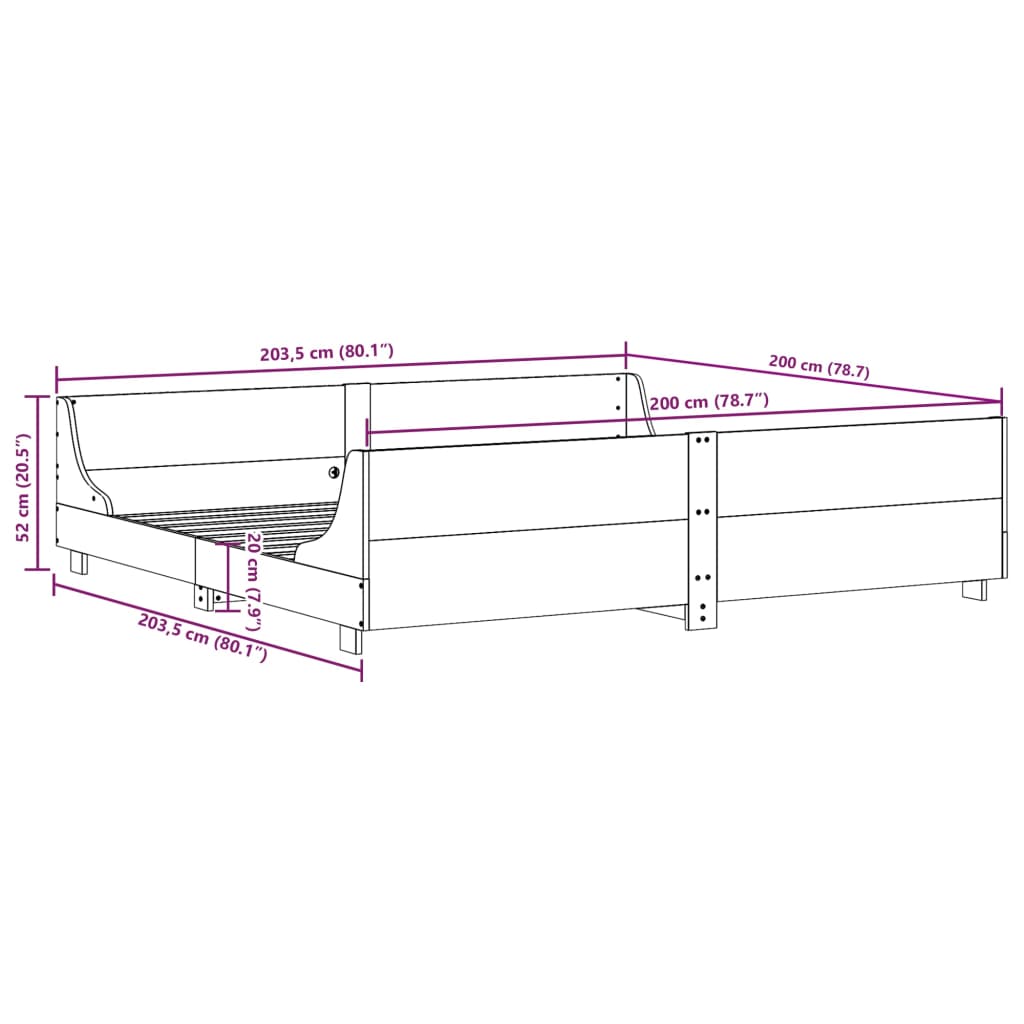 Bedframe zonder matras massief grenenhout wit 200x200 cm is nu te koop bij PeponiXL, paradijselijk wonen!