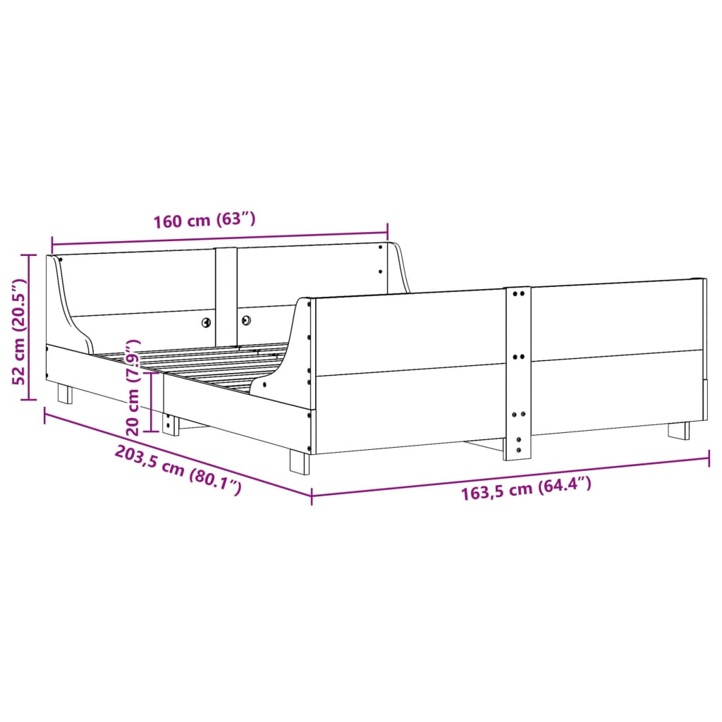 Bedframe zonder matras massief grenenhout 160x200 cm is nu te koop bij PeponiXL, paradijselijk wonen!