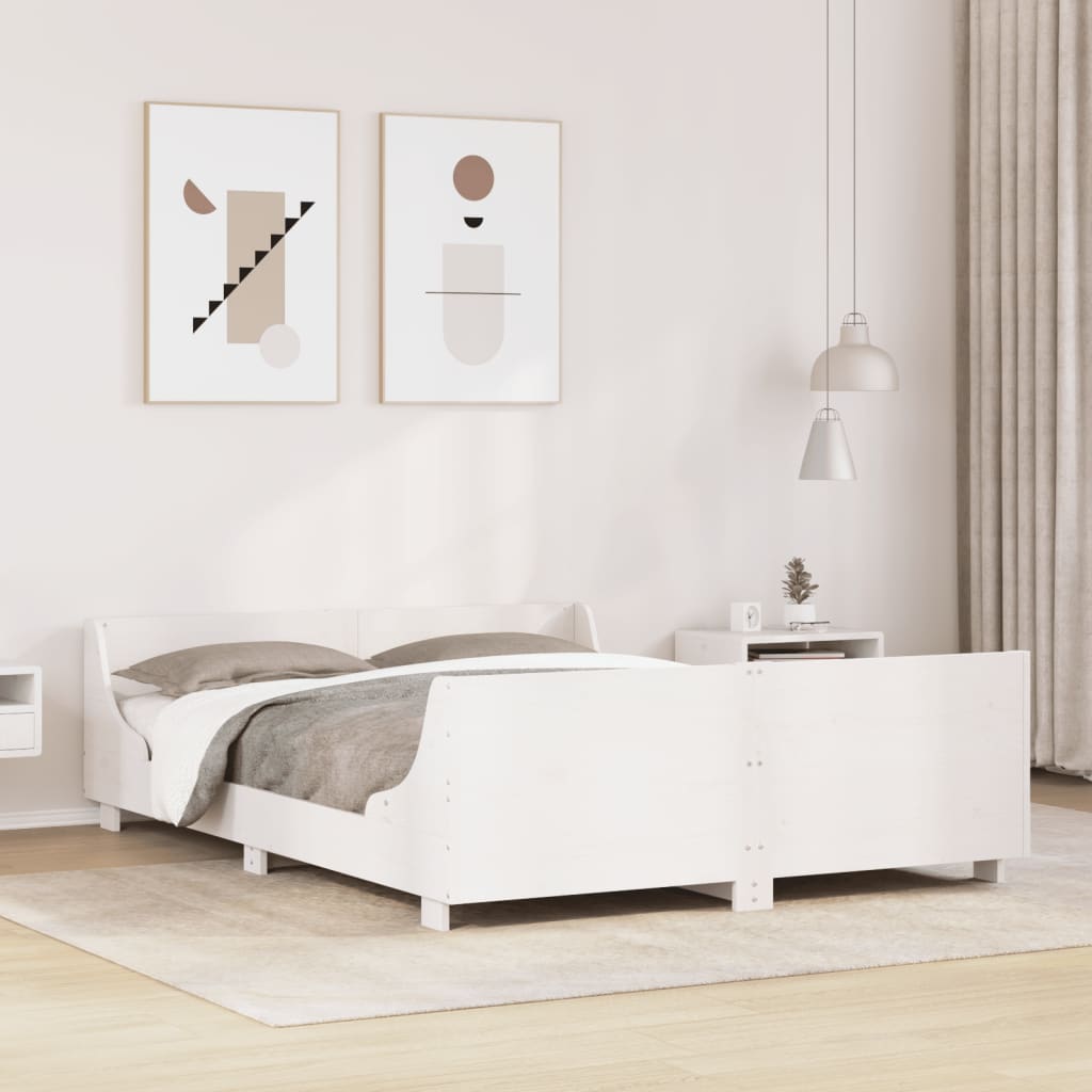 Bedframe zonder matras massief grenenhout wit 160x200 cm is nu te koop bij PeponiXL, paradijselijk wonen!