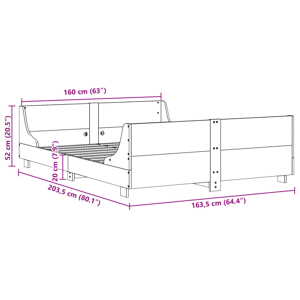 Bedframe zonder matras massief grenenhout wit 160x200 cm is nu te koop bij PeponiXL, paradijselijk wonen!