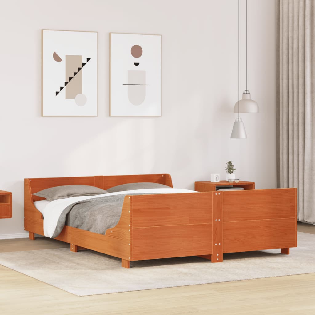 Bedframe zonder matras massief grenenhout wasbruin 150x200 cm is nu te koop bij PeponiXL, paradijselijk wonen!