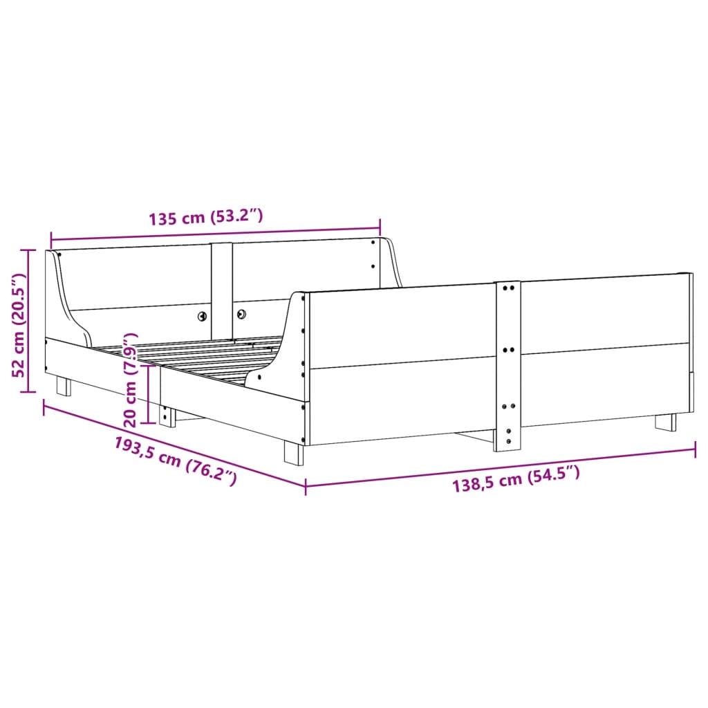 Bedframe zonder matras massief grenenhout 135x190 cm is nu te koop bij PeponiXL, paradijselijk wonen!