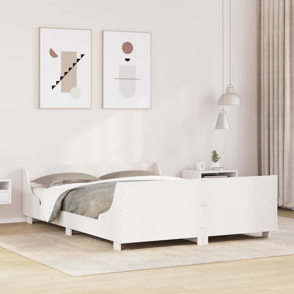Bedframe zonder matras massief grenenhout wit 135x190 cm is nu te koop bij PeponiXL, paradijselijk wonen!