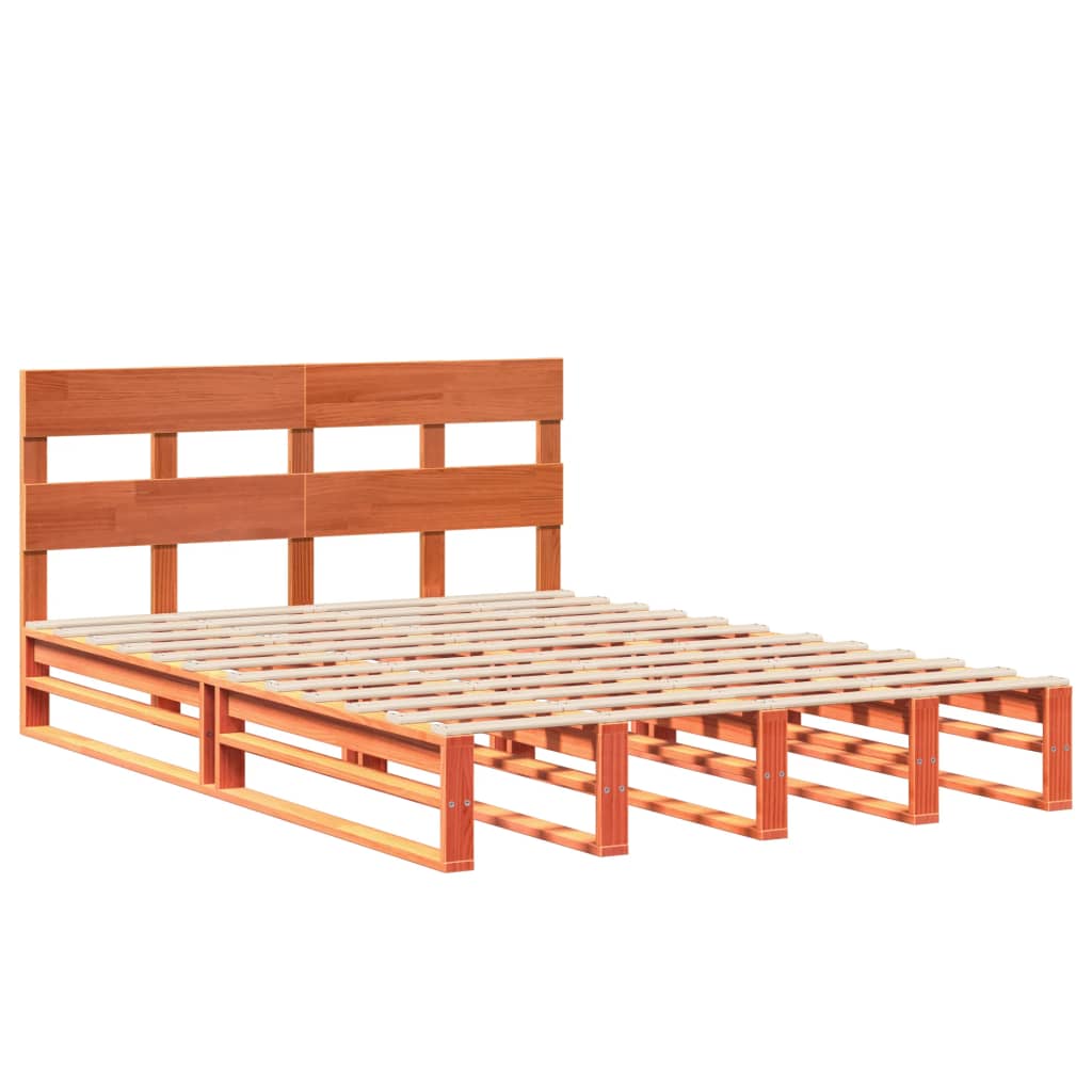 Bedframe zonder matras massief grenenhout wasbruin 140x200 cm is nu te koop bij PeponiXL, paradijselijk wonen!
