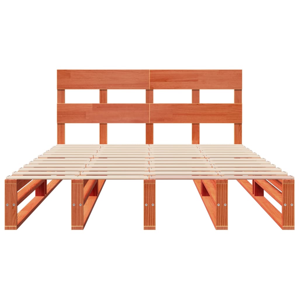 Bedframe zonder matras massief grenenhout wasbruin 140x200 cm is nu te koop bij PeponiXL, paradijselijk wonen!