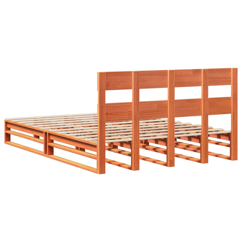 Bedframe zonder matras massief grenenhout wasbruin 140x200 cm is nu te koop bij PeponiXL, paradijselijk wonen!