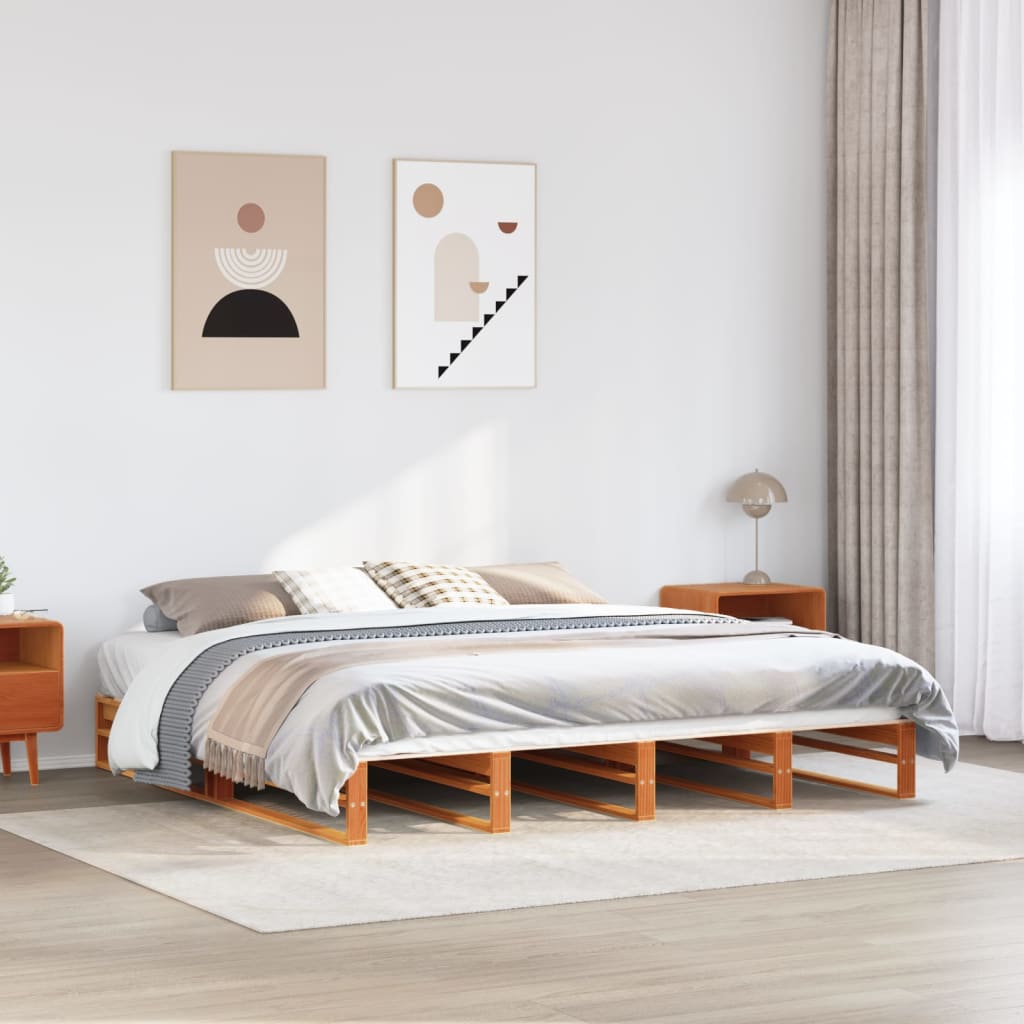 Bedframe zonder matras massief grenenhout wasbruin 180x200 cm is nu te koop bij PeponiXL, paradijselijk wonen!