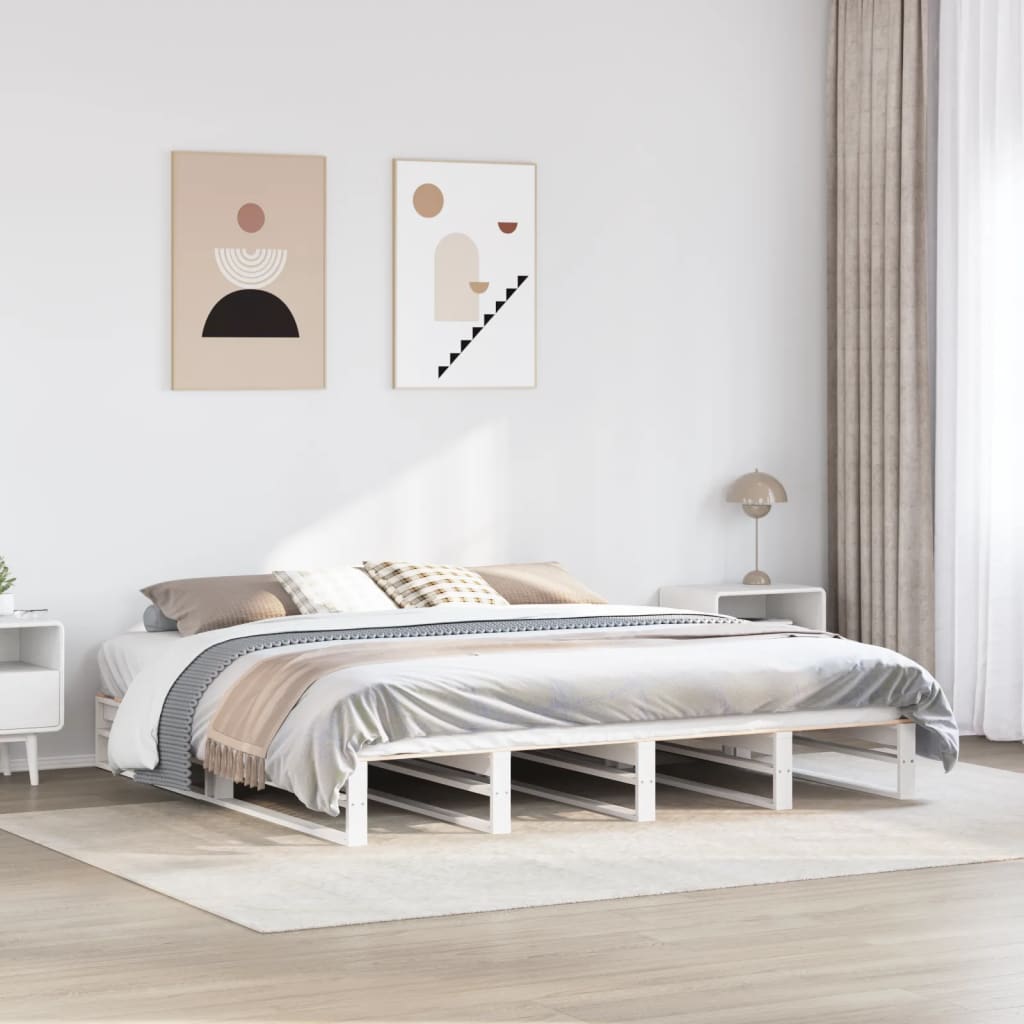 Bedframe zonder matras massief grenenhout wit 200x200 cm is nu te koop bij PeponiXL, paradijselijk wonen!