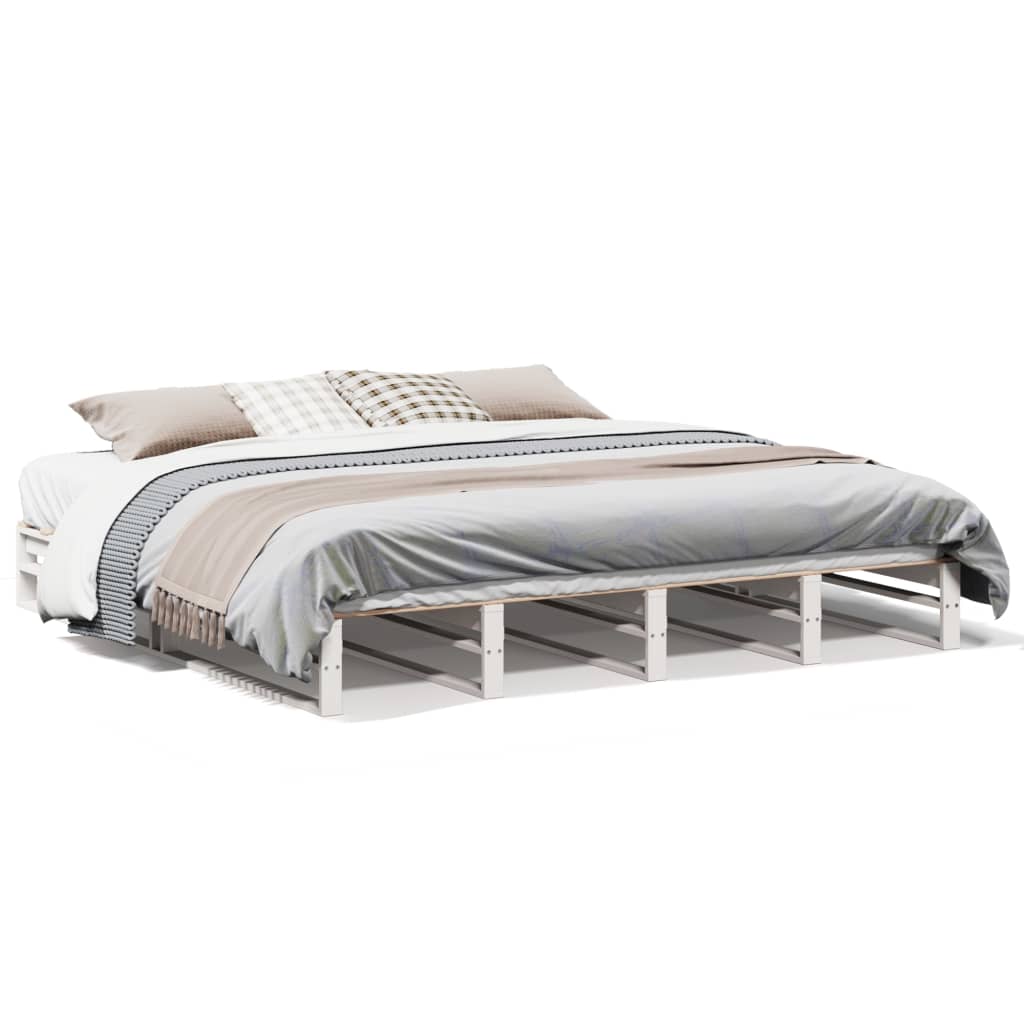 Bedframe zonder matras massief grenenhout wit 200x200 cm is nu te koop bij PeponiXL, paradijselijk wonen!