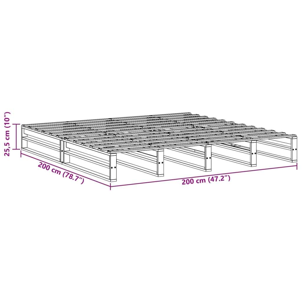 Bedframe zonder matras massief grenenhout wasbruin 200x200 cm is nu te koop bij PeponiXL, paradijselijk wonen!
