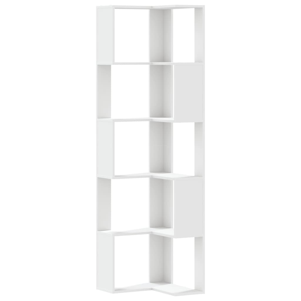 Boekenkast 5-laags hoek 50x50x179 cm bewerkt hout wit is nu te koop bij PeponiXL, paradijselijk wonen!