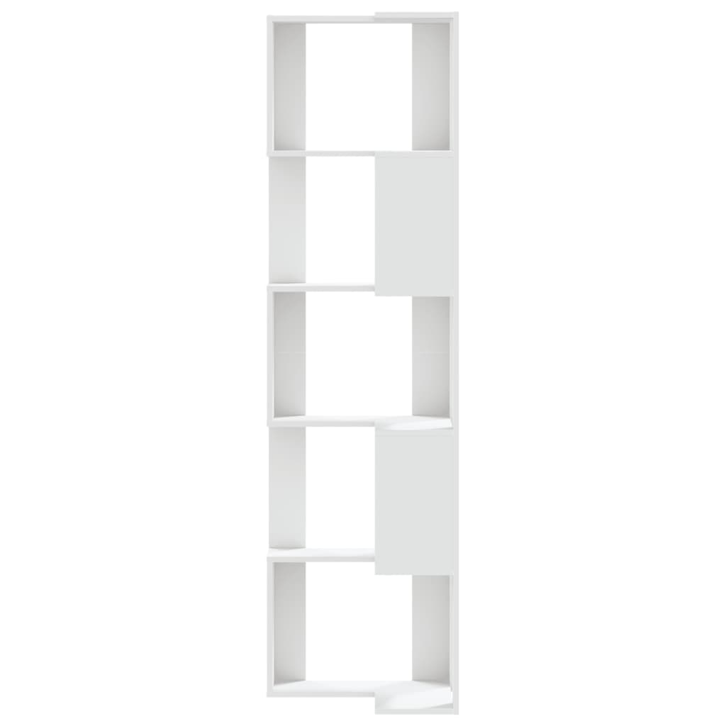 Boekenkast 5-laags hoek 50x50x179 cm bewerkt hout wit is nu te koop bij PeponiXL, paradijselijk wonen!