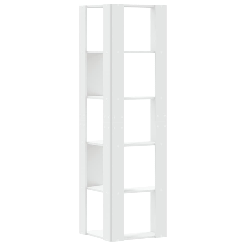 Boekenkast 5-laags hoek 50x50x179 cm bewerkt hout wit is nu te koop bij PeponiXL, paradijselijk wonen!