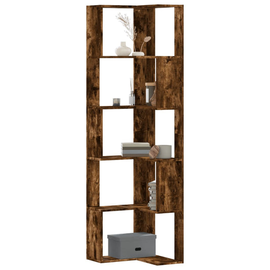 Boekenkast 5-laags hoek 50x50x179 cm bewerkt hout gerookt eiken is nu te koop bij PeponiXL, paradijselijk wonen!