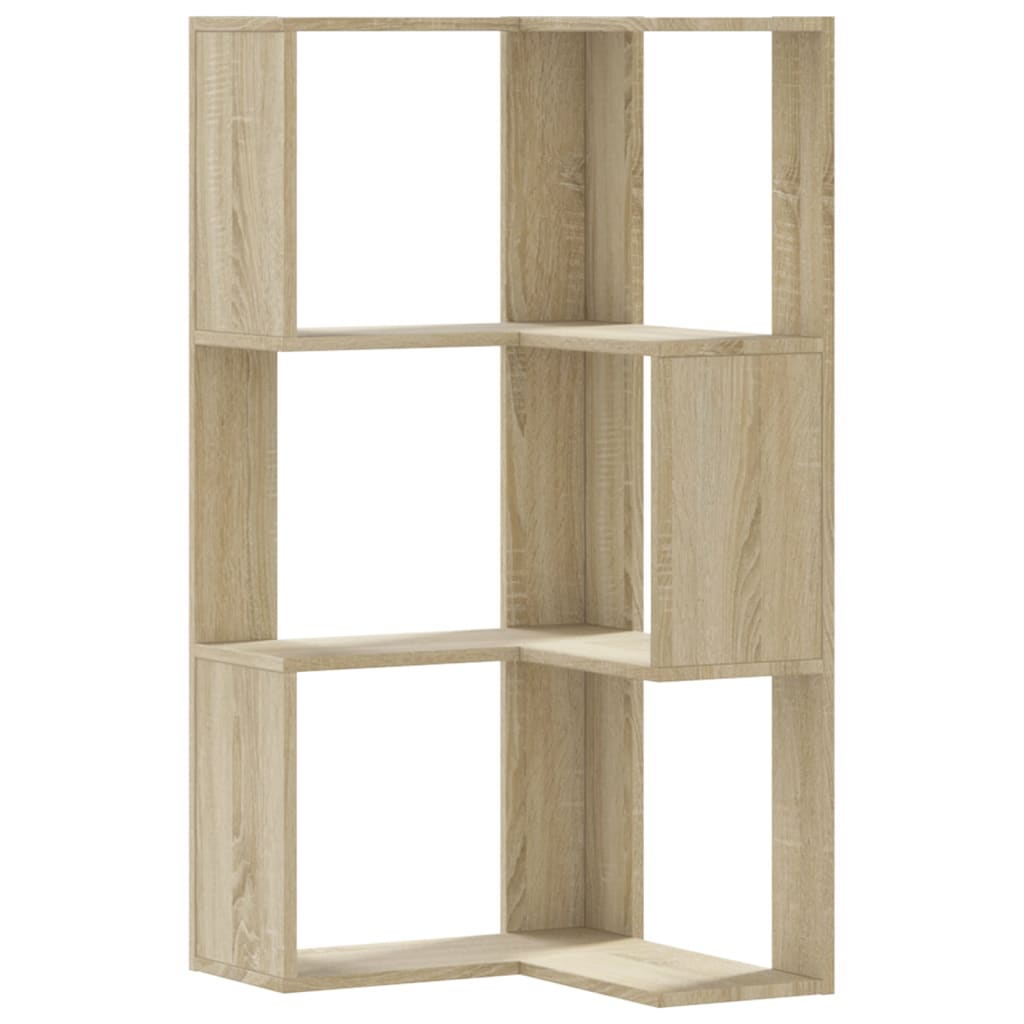 Boekenkast 3-laags hoek 50x50x102 cm bewerkt hout sonoma eiken is nu te koop bij PeponiXL, paradijselijk wonen!